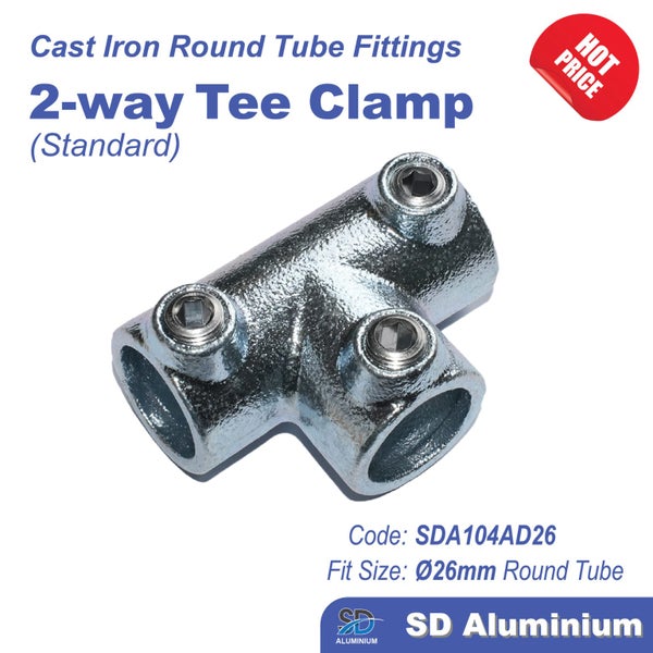 Cast Iron Key Clamp - 2-way Tee Clamp - Range of Compatible Tube Sizes Carousel 1