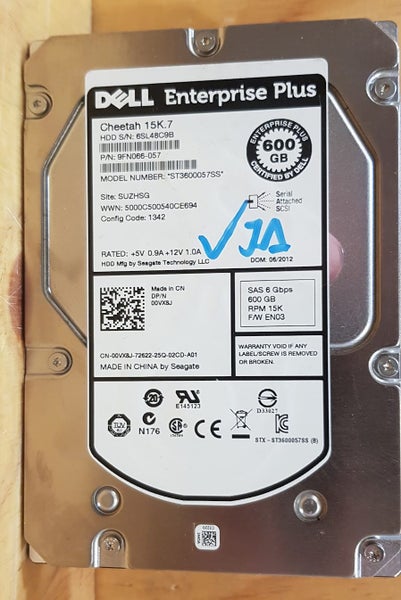 600GB DELL ENTERPRISE PLUS CHEETAH 15k.7 SAS HARD DRIVE 3.5" Carousel 1
