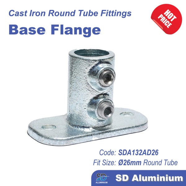 Cast Iron Key Clamp - Base Flange Plate - Range of Compatible Tube Sizes Carousel 1