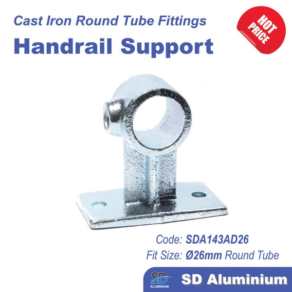 Cast Iron Key Clamp - Handrail Support - Range of Compatible Tube Sizes Carousel 1