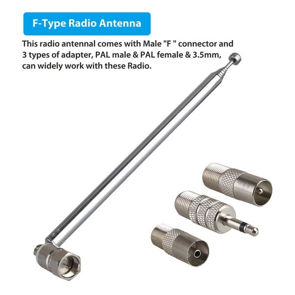 F Type Telescopic Aerial Antenna 75 Ohm with TV / 3.5 Adapter Bose-Wave Rad Carousel 2