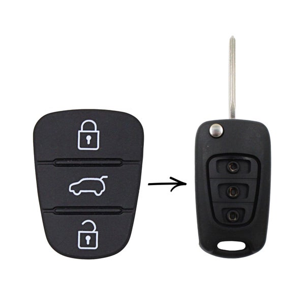 To Suit Hyundai i30 i20 Elantra 3 Button Flip Key Replacement Rubber Buttons Carousel 1