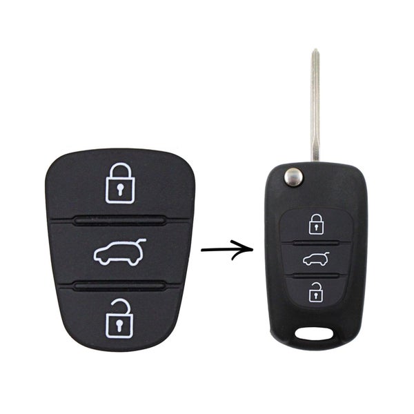 To Suit Hyundai i30 i20 Elantra 3 Button Flip Key Replacement Rubber Buttons Carousel 2