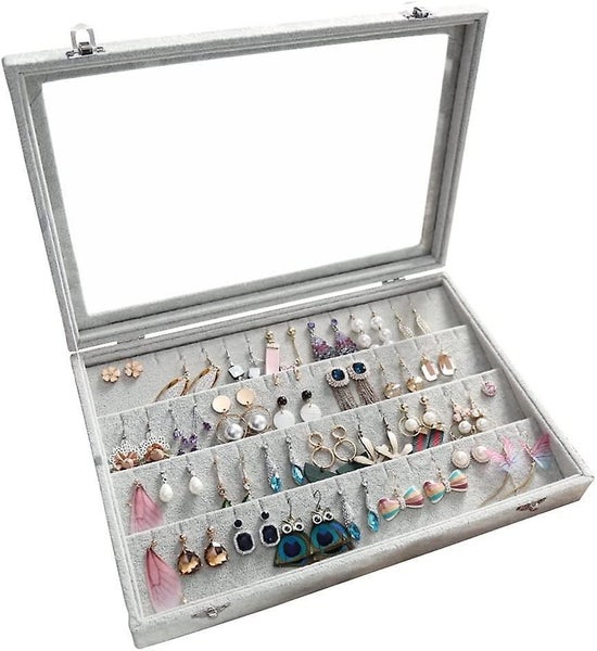 Lid Earring Box Organizer Storage 55 Pairs Earrings Stud Tray Showc Carousel 1