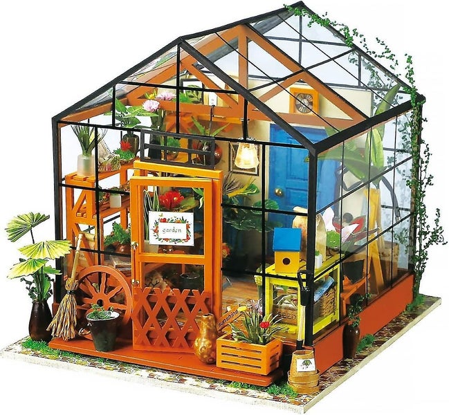 Diy Doll House Wooden Miniature Furniture Kit Mini Greenhouse With Led Best Carousel 1