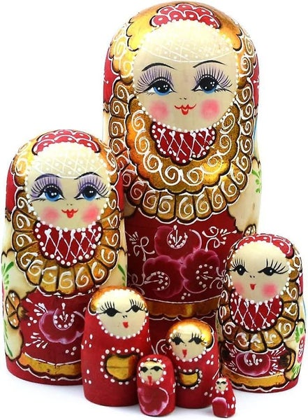 russian Wooden Braided Dolls Nesting Game Girl Traditional Toy Matryoshka Dolls Carousel 1