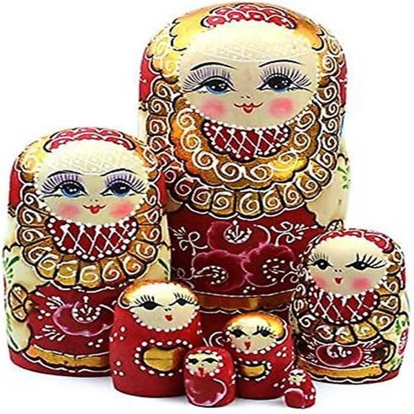 russian Wooden Braided Dolls Nesting Game Girl Traditional Toy Matryoshka Dolls Carousel 2