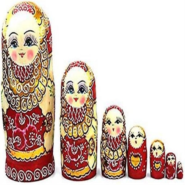 russian Wooden Braided Dolls Nesting Game Girl Traditional Toy Matryoshka Dolls Carousel 3