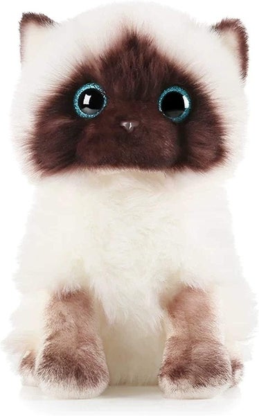 soft Stuffed Plush Toy Simulation Siamese Cat Plush Toy Blue Sequins Eyes Cat Carousel 1
