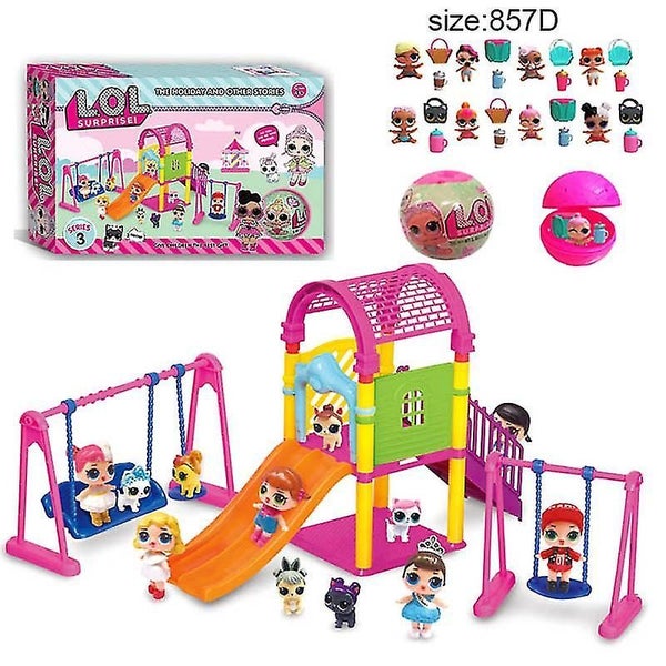 Children Baby Toy Set Surprise Doll Park House Game Slide Playset Girls Kids Carousel 1