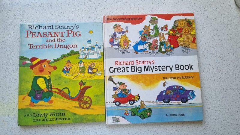 2x Large Hardcover RICHARD SCARRY BOOKS - ANIMAL NURSERY TALES + MYSTERY BOOK Carousel 1