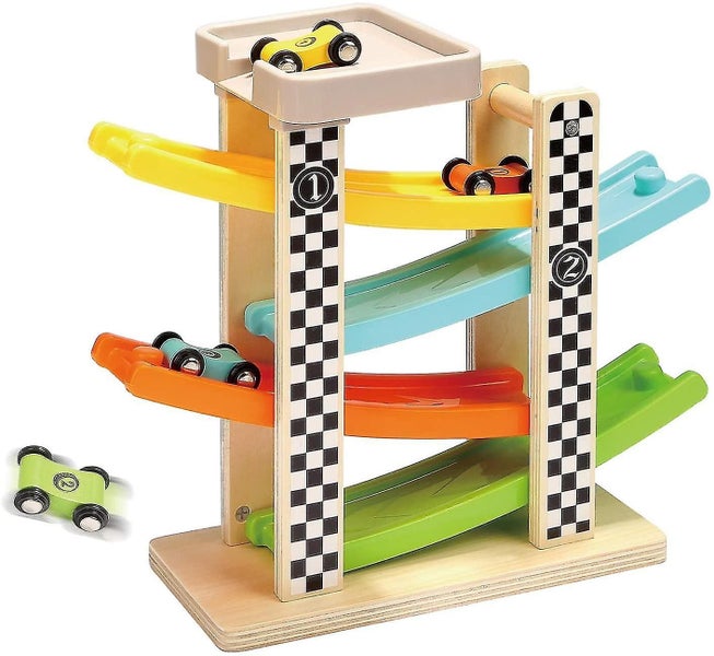 Four-track Wooden Glider Toy, Children's Early Education Educational Fun Track Carousel 1