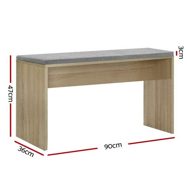 Artiss Dining Bench Upholstery Seat Wooden Chair Oak 90cm Carousel 1