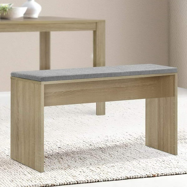 Artiss Dining Bench Upholstery Seat Wooden Chair Oak 90cm Carousel 7