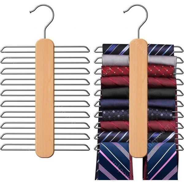 Tie Organizer for Closet 20 Storage Capacity Wooden Necktie Tie Organizer Carousel 1