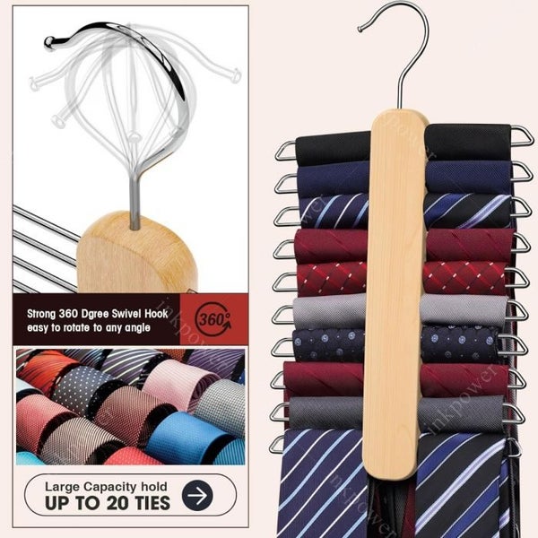 Tie Organizer for Closet 20 Storage Capacity Wooden Necktie Tie Organizer Carousel 5