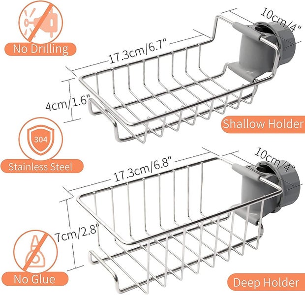 2pcs Shower Caddies Stainless Steel Bathroom Accessories Caddy Storage Shelves Carousel 2