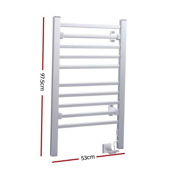 Devanti Electric Heated Towel Rail Rack 10 Bars Freestanding Clothes Dry Warmer Carousel 1