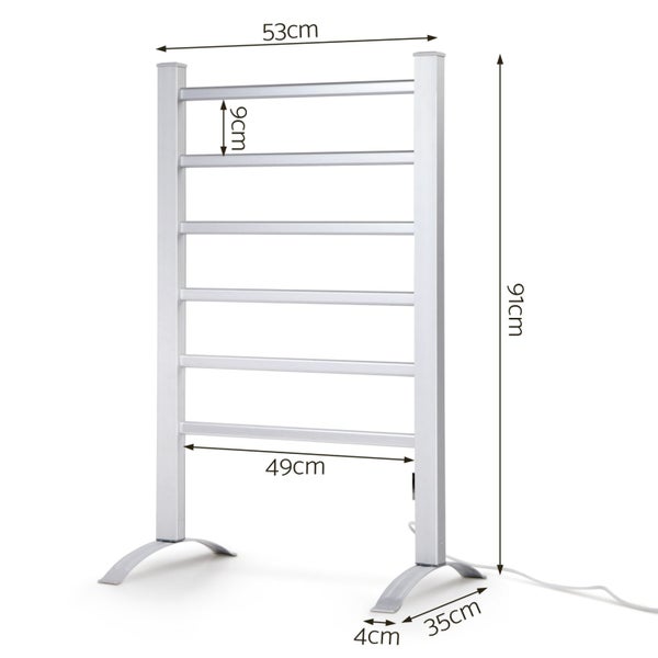 Devanti Electric Heated Towel Rail Rack 6 Bars with Timer Clothes Dry Warmer Carousel 1