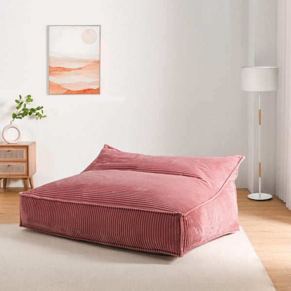 Cadence & Co. Wilde Ribbed Luxe Fleece Double Sofa Bean Bag Lounge Cover Blush Carousel 12