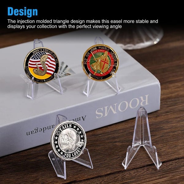 10X Coin Display Stands Paper Card Easel Small Size Medals Holder Clear Carousel 2