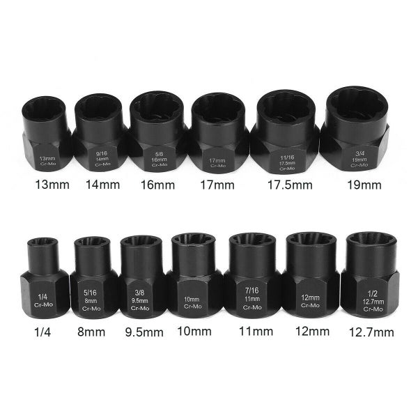 13pcs Bolt Nut Screw Remover Impact Damaged Stud Extractor Twist Deep Socket Carousel 2