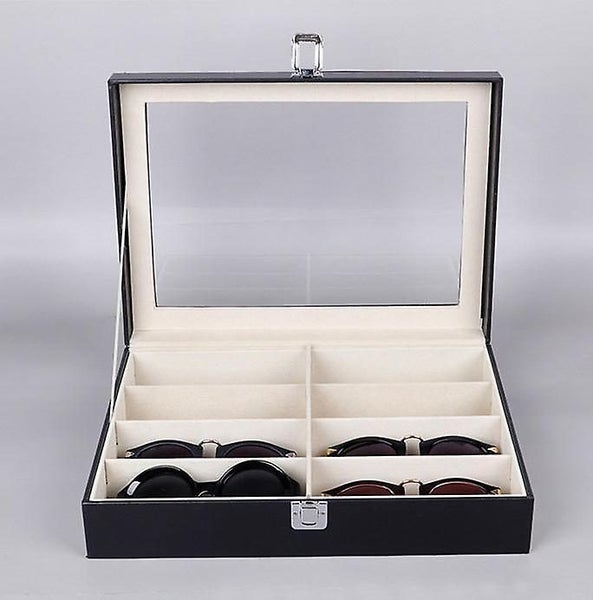 Leather 8 Piece Eyeglasses Storage And Sunglass Glasses Display Drawer Lockable Carousel 2