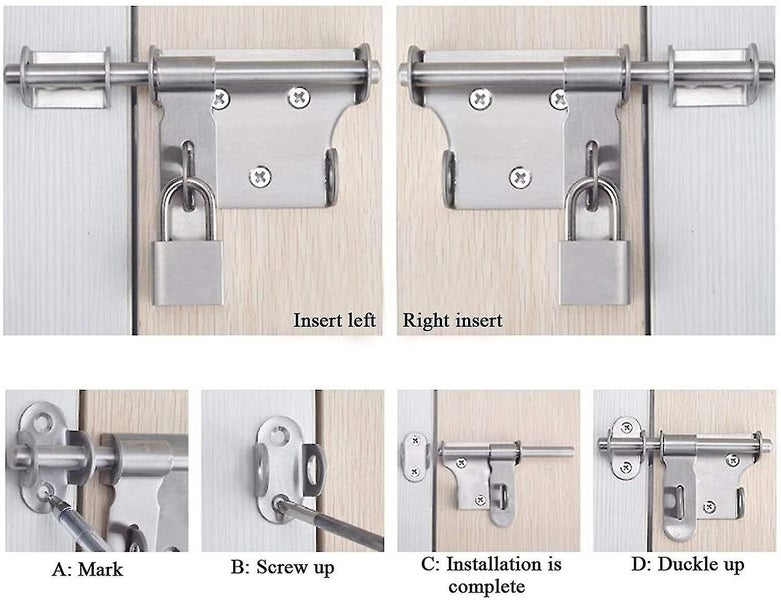 Sliding Door Latch Bolt Latch Thickened Stainless Steel Solid Durable With Hole Carousel 4