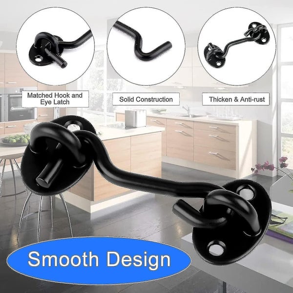 2 Pieces Cabin Hook Door Latch Hook Black Stainless Steel Hooks With Oil Door La Carousel 3