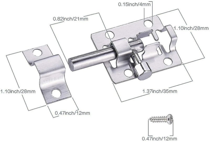 Set Of 4 Latches 1.5 Inch Sliding Bolt Door Latch, Non-deformable Stainless Stee Carousel 2