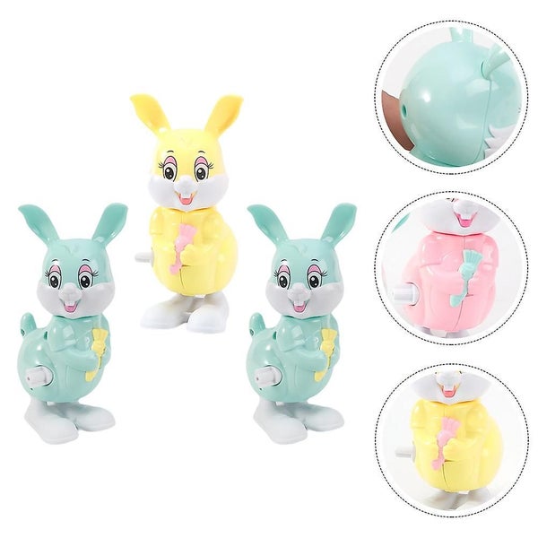 3pcs Wind-up Plastic Rabbit Toy Clockwork Toys Kids Funny Party Playthings Carousel 4