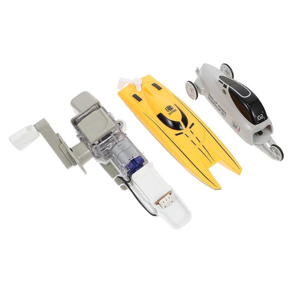 1 Set 2-in-1 Wind-up Power Generator Toys Boat Racecar Model Toys assorted Col Carousel 2