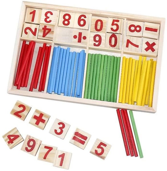Counting Stick Calculation Math Educational Toy, Wooden Number Cards And Countin Carousel 4