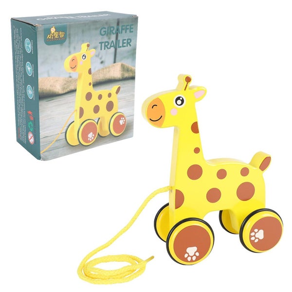 Children Animal Pull Toy Colorful Wooden Tractor Baby Wisdom Early Toy Carousel 1