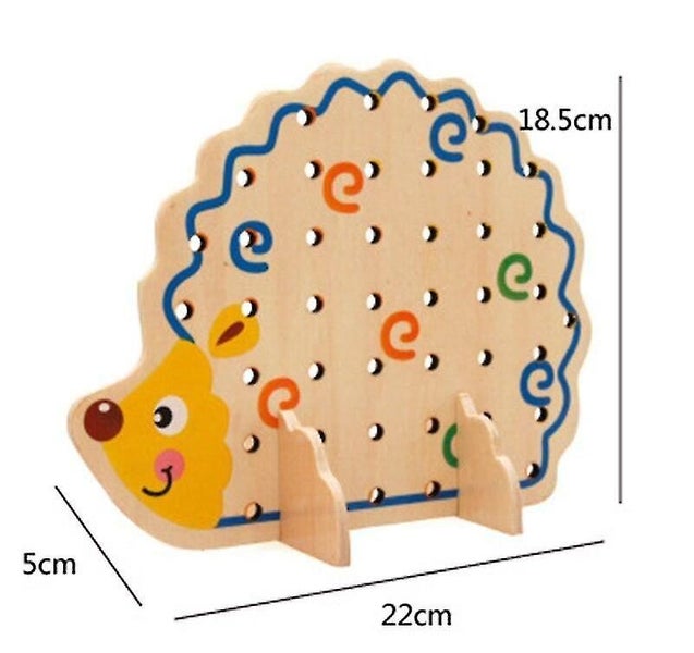 Wooden Toy Fruits Vegetables Lacing Stringing Beads Toys With Hedgehog Board Carousel 4