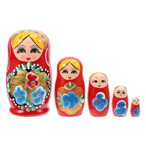 5pcs Russian Nesting Dolls Traditional Wooden Stacking Dolls Home Decorations Carousel 1