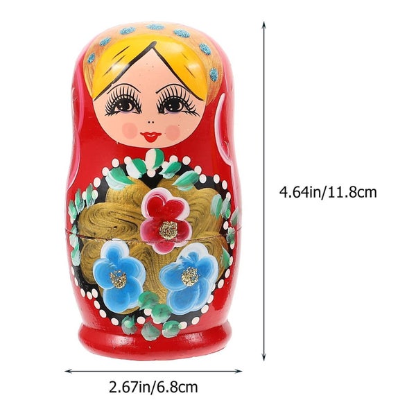 5pcs Russian Nesting Dolls Traditional Wooden Stacking Dolls Home Decorations Carousel 2