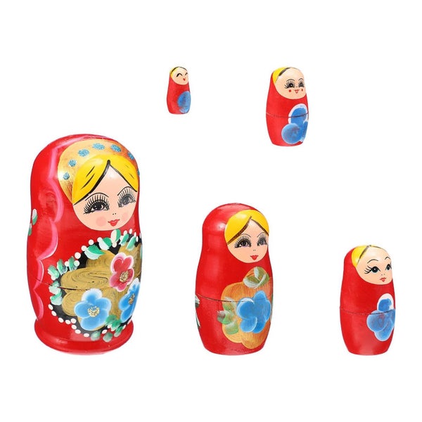 5pcs Russian Nesting Dolls Traditional Wooden Stacking Dolls Home Decorations Carousel 3