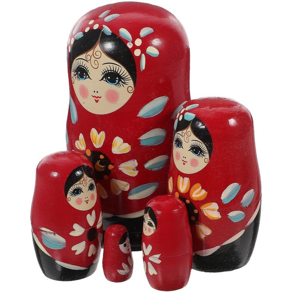 1 Set 5pcs Russian Nesting Dolls Chic Matryoshka Wood Stacking Nested For Kids Carousel 2