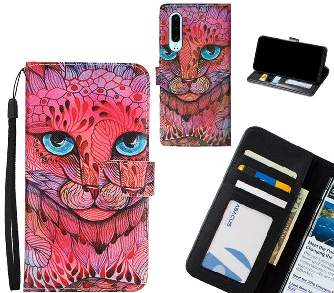 Huawei P30 case 3 card leather wallet case printed ID Carousel 1