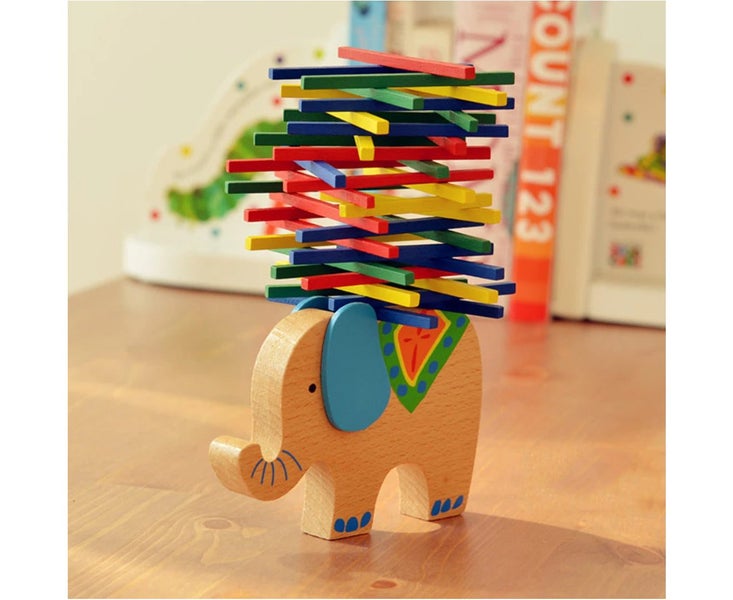 Wooden Elephant Camel Animal Balancing Stack Colorful Block Development Kids Toy Carousel 1