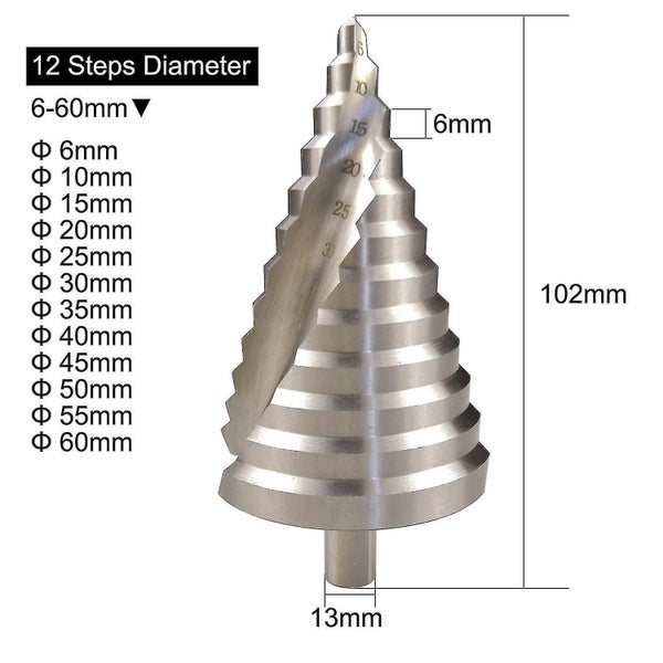 6-60mm Hss Step Drill Bit Spiral Conical Slot Countersink Carousel 2