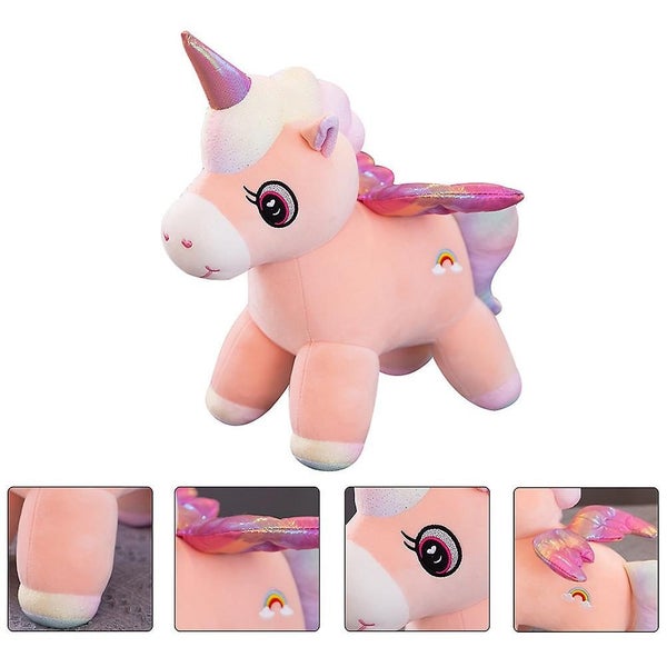 1pc Lovely Plush Unicorn Doll Decor Cartoon Girl Sleep Long Throw Pillow 28cm Carousel 2