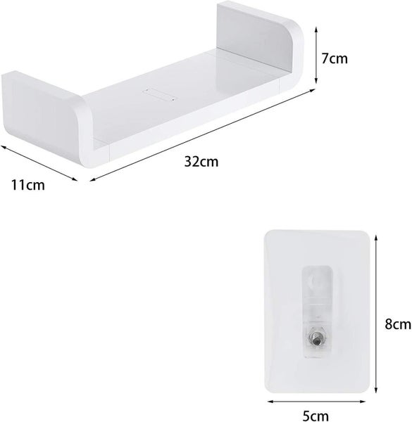 Plastic Wall Mount Bathroom Shelves, No Drilling Self Adhesive Wall Storage Rack Carousel 2
