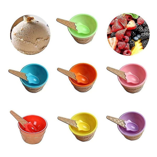 Ice Cream Bowl Set 7pcs Cartoon Candy Color Ice Cream Bowls With Spoon Kids Ice Carousel 1