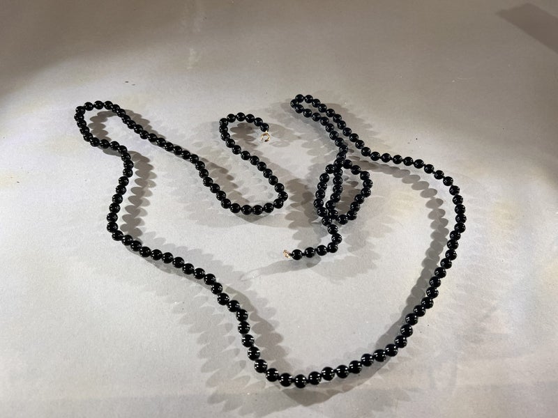 Length of Vintage 1930s Jet Black Glass Beads Carousel 2