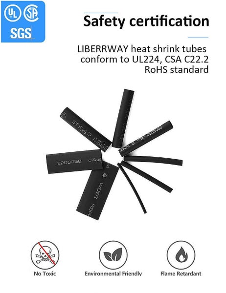 Heat Shrink Tubing 650pcs Black Heat Shrink Tubing 8 Sizes Ratio 2:1 Heat Shrink Carousel 2