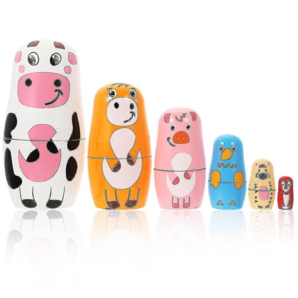 5pcs Children Matryoshka Dolls Cartoon Nesting Dolls Wooden Kids Playthings Carousel 1