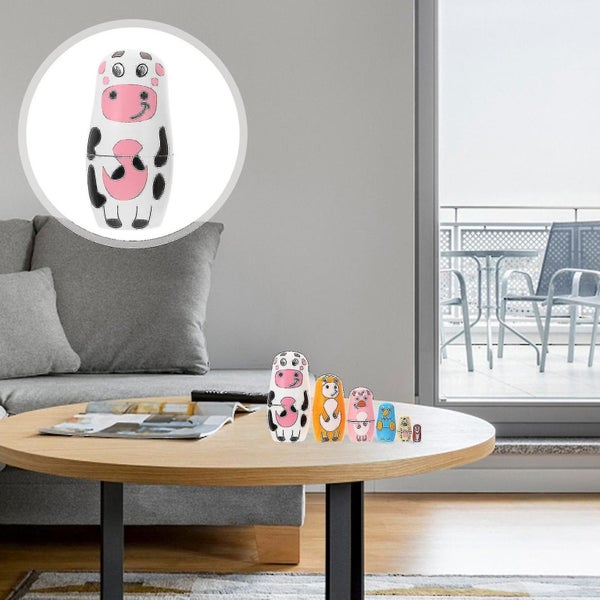 5pcs Children Matryoshka Dolls Cartoon Nesting Dolls Wooden Kids Playthings Carousel 3