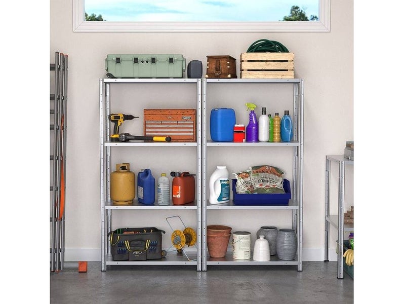 4 Tier Storage Rack Shelves 1.37m Galv Steel Shelf Workshop Shelving - Pack of 2 Carousel 2